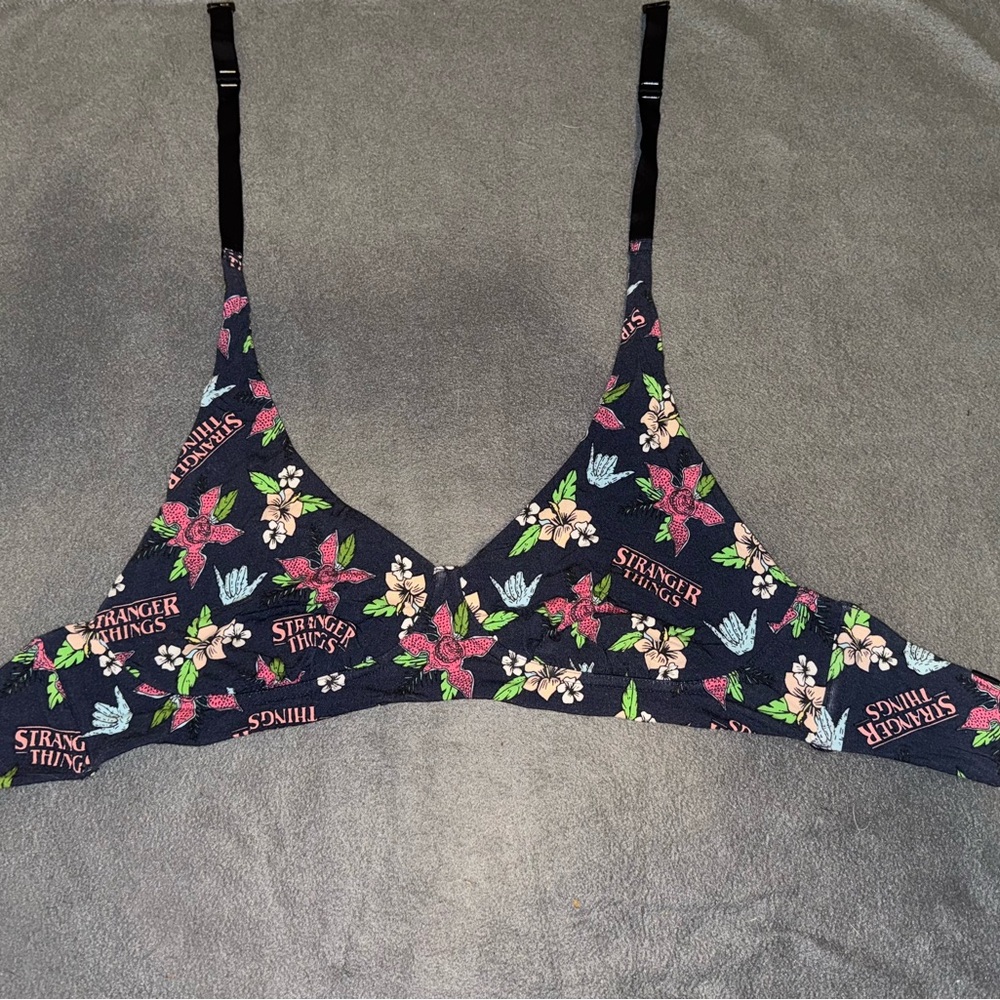 LIMITED EDITION MeUndies Stranger Things Floral Bralette - Black